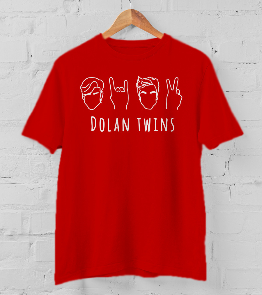 Dolan Twins Hand Gestures Face Outline Red T-Shirt