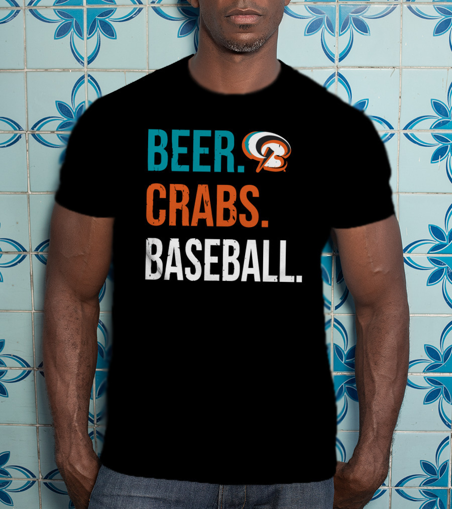 Beer Crabs Baseball Baltimore Orioles Logo Letter B T-Shirt