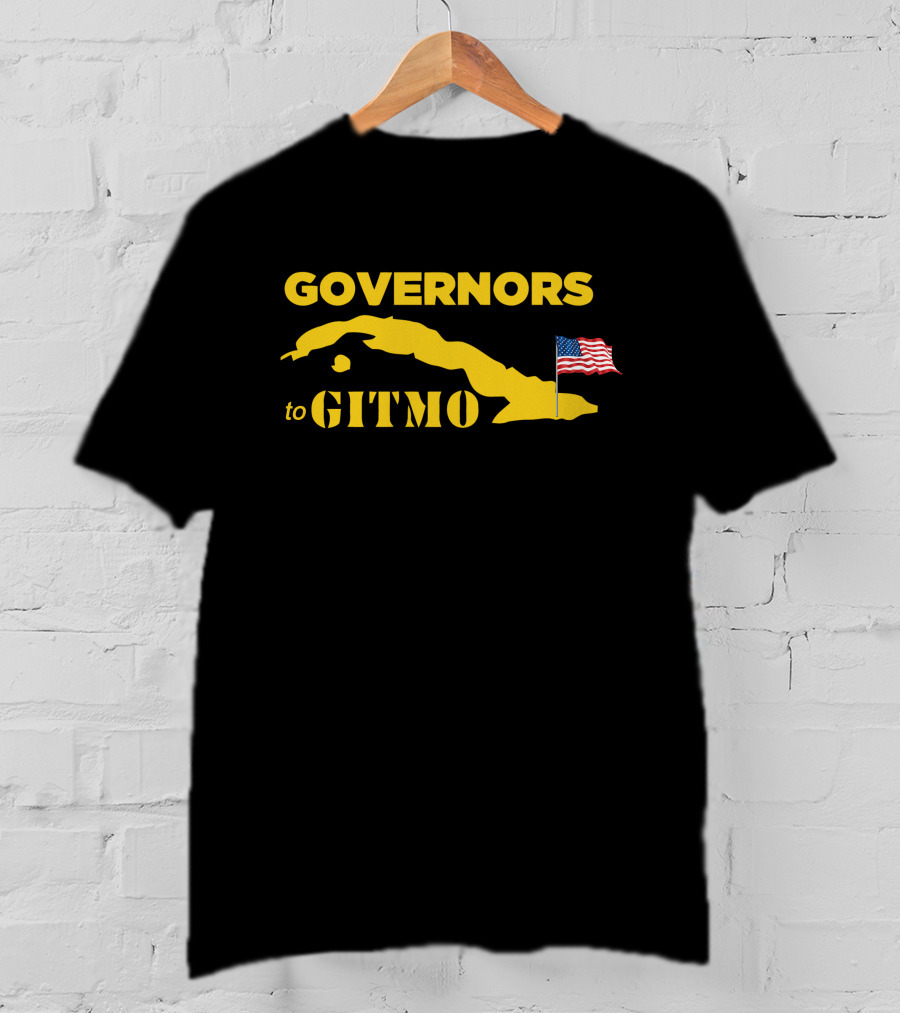GOVERNORS TO GITMO Cuba Map American Flag T-Shirt