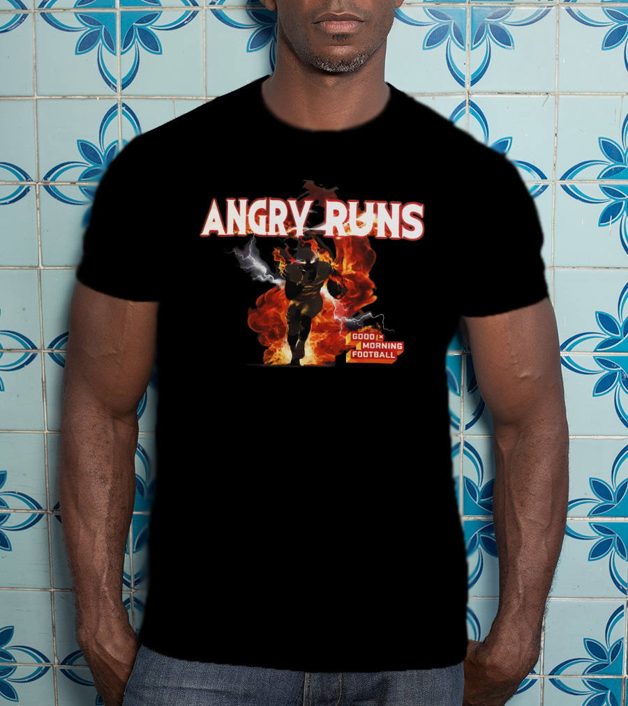 Angry Runs Good Morning Football Fire And Lightning Charge T-Shirt
