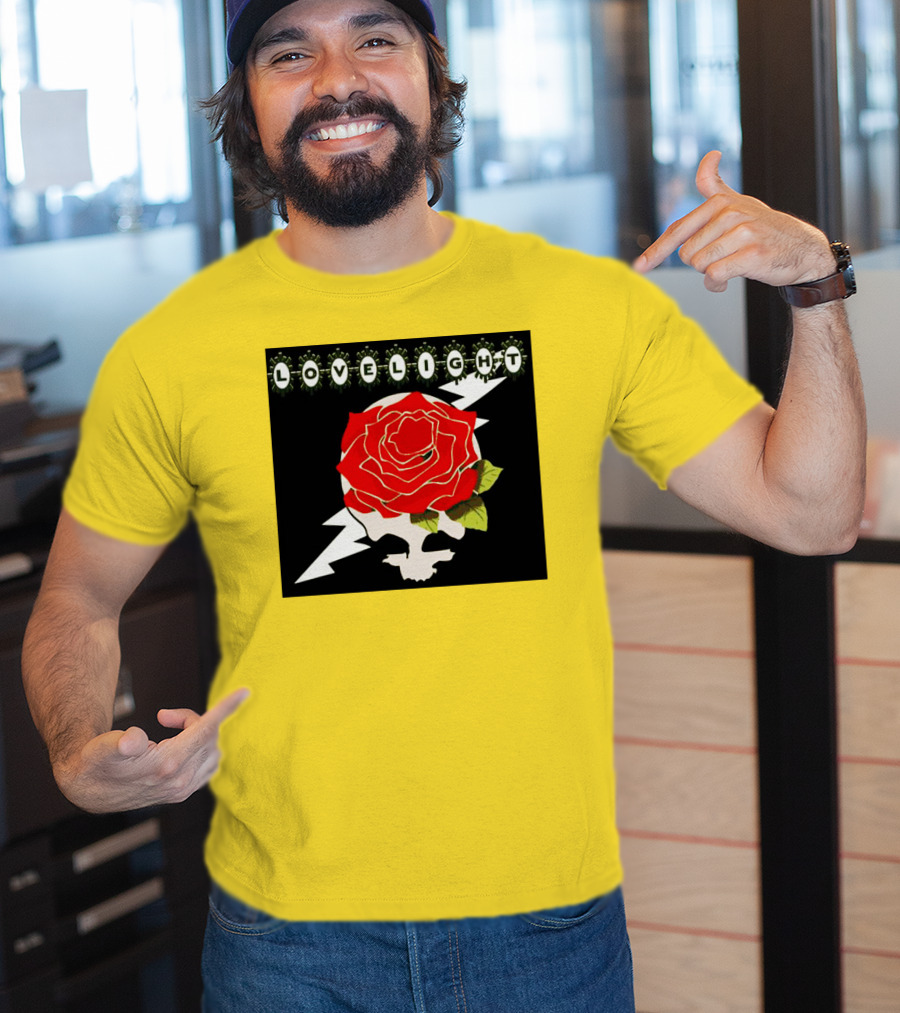 Lovelight Rose Skull With Lightning Bolt T-Shirt
