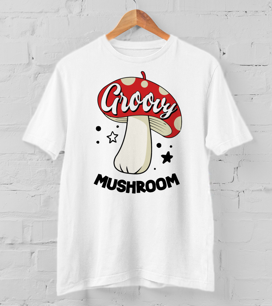 Groovy Mushroom Retro Polka Dot Star Fun T-Shirt