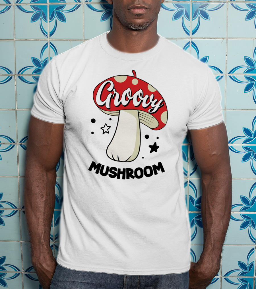 Groovy Mushroom Retro Polka Dot Star Fun T-Shirt