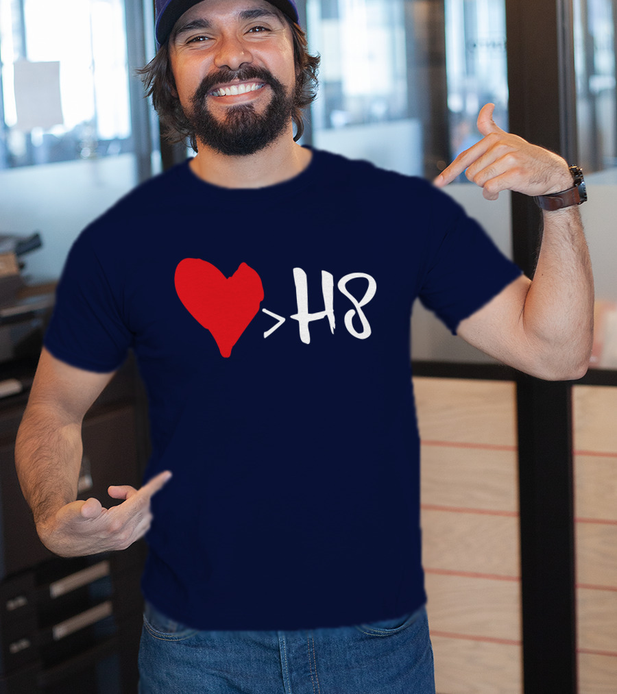 Love Heart Symbol Greater Than H8 T-Shirt