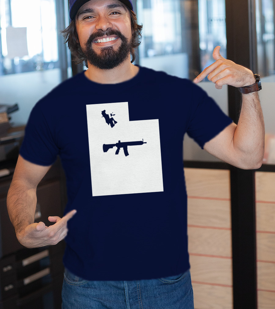 Keep Utah Tactical AR-15 Rifle And Skier In State T-Shirt