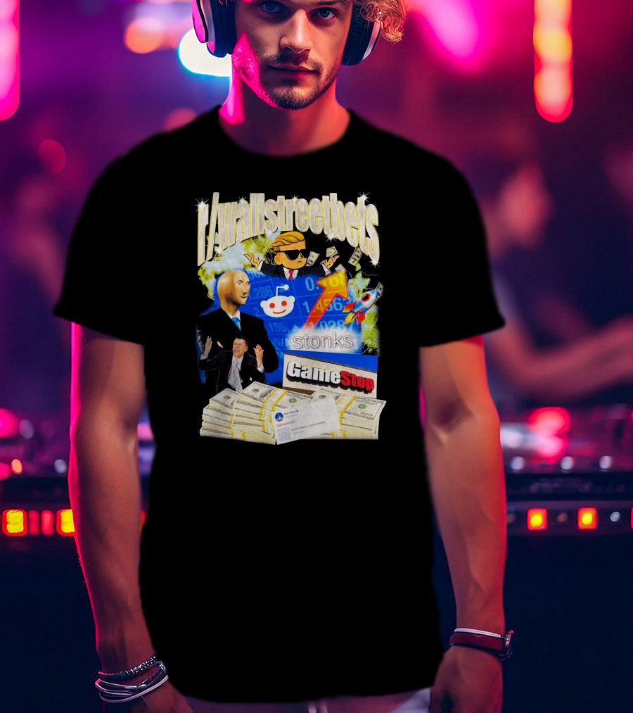 R/wallstreetbets Stonks GameStop Rocket Money Reddit Meme T-Shirt