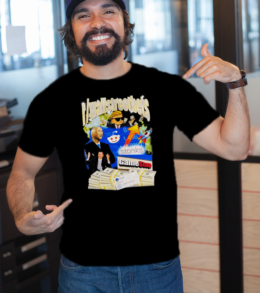 R/wallstreetbets Stonks GameStop Rocket Money Reddit Meme T-Shirt