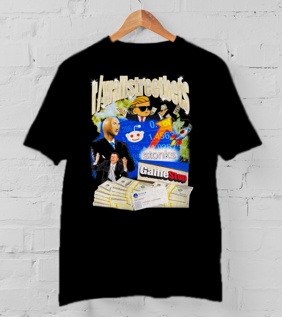 R/wallstreetbets Stonks GameStop Rocket Money Memes T-Shirt