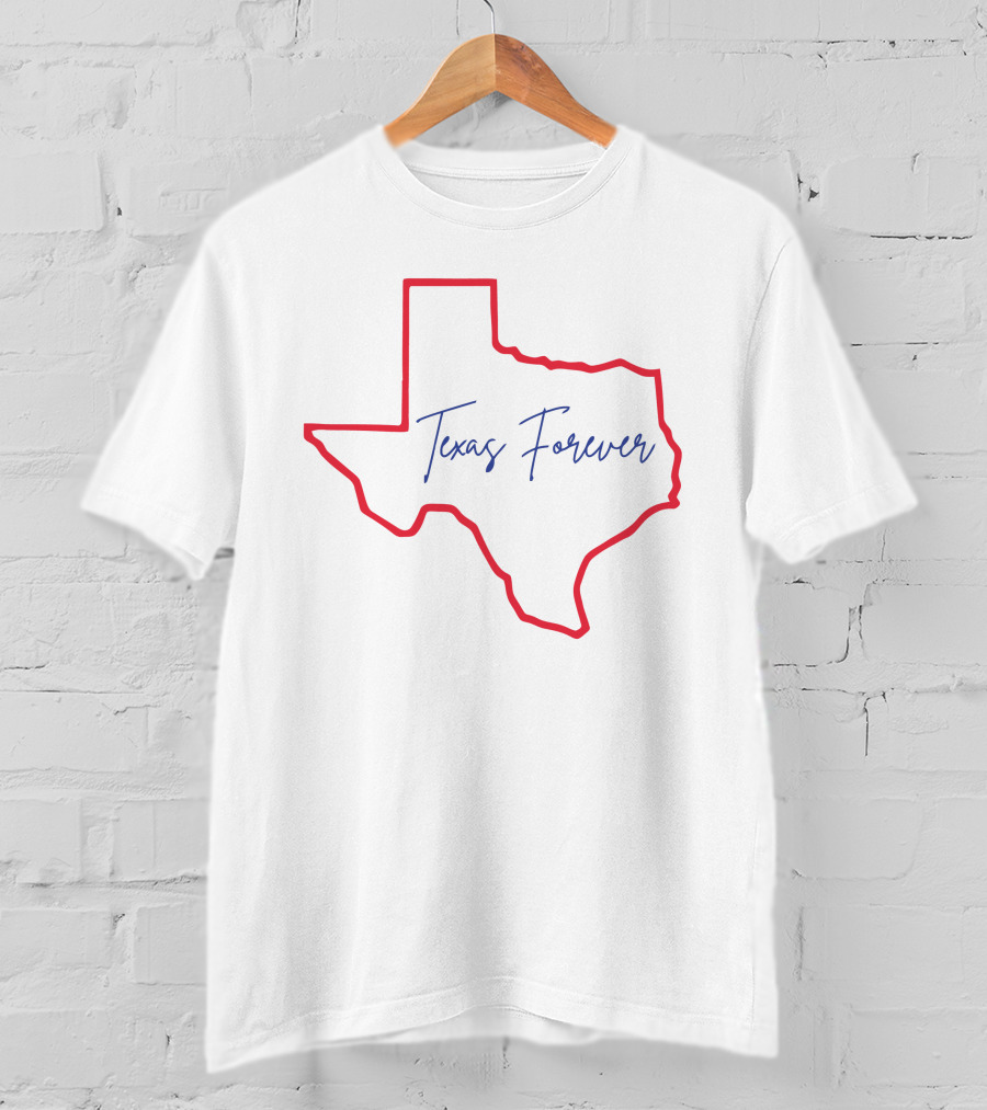 Texas Forever Red Outline State Map T-Shirt