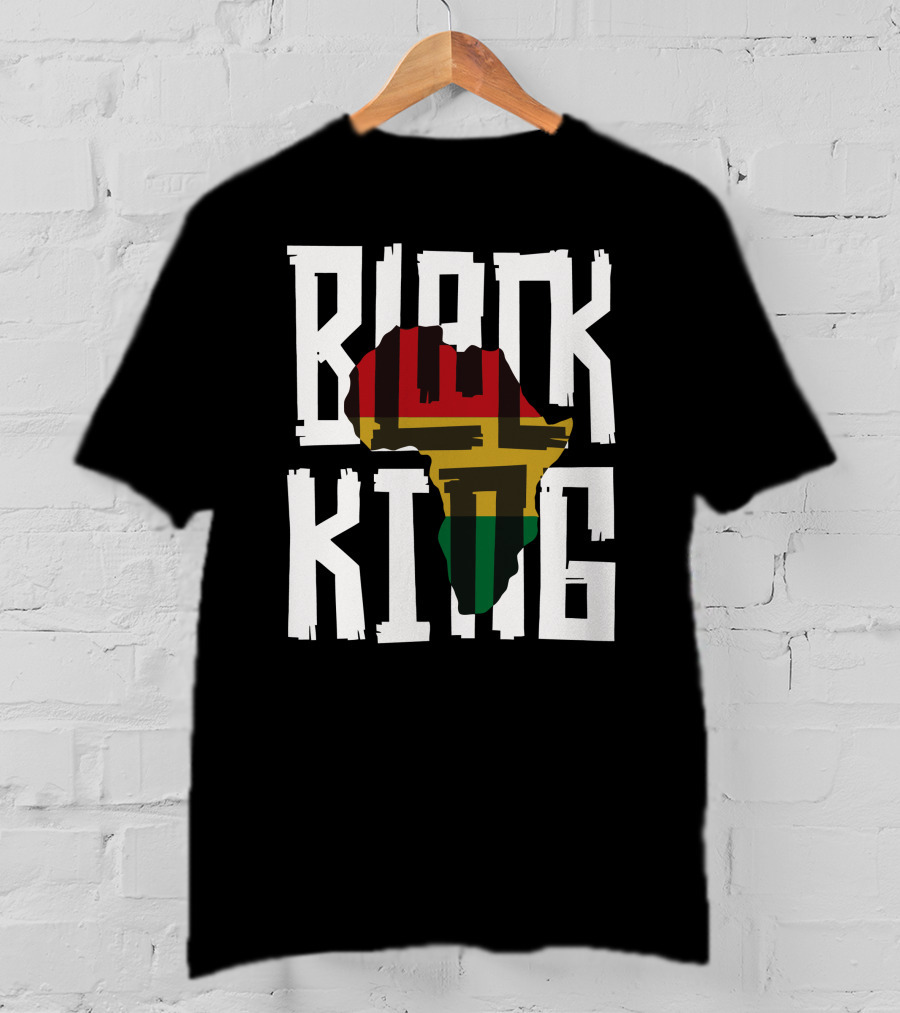 Black King Africa Map Red Yellow Green T-Shirt