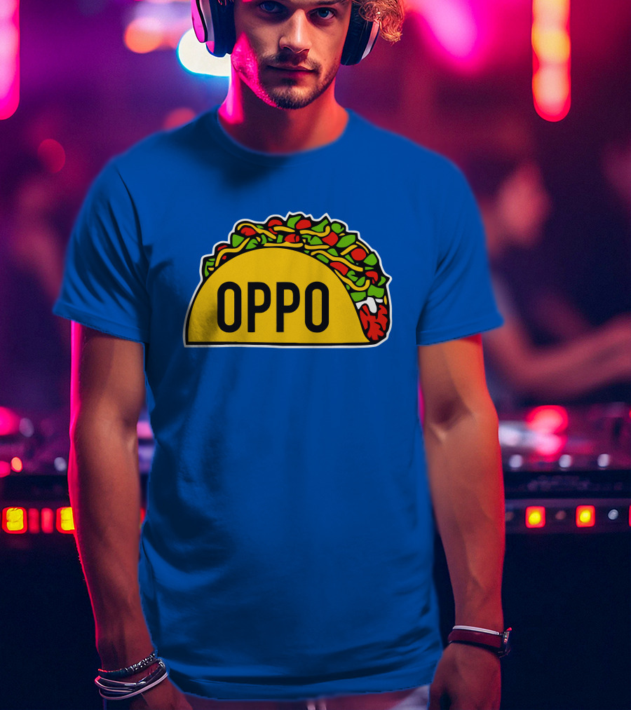 OPPO Taco Graphic On Vibrant Blue Background T-Shirt