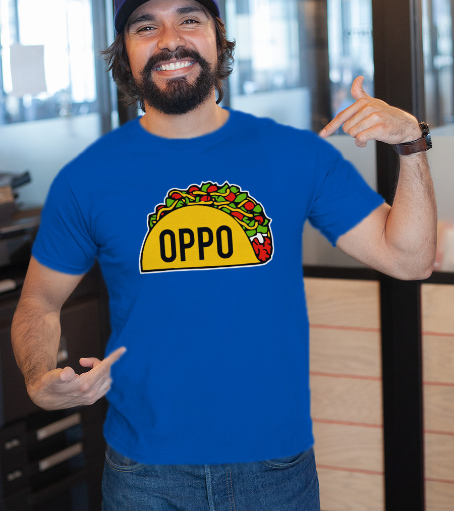 OPPO Taco Graphic On Vibrant Blue Background T-Shirt