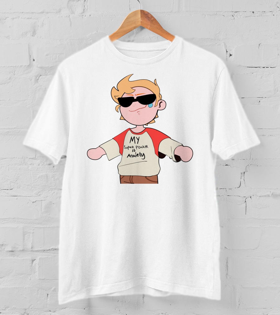 MY Super Power Is Anxiety Character With Sunglasses And Red Sleeves T-Shirt