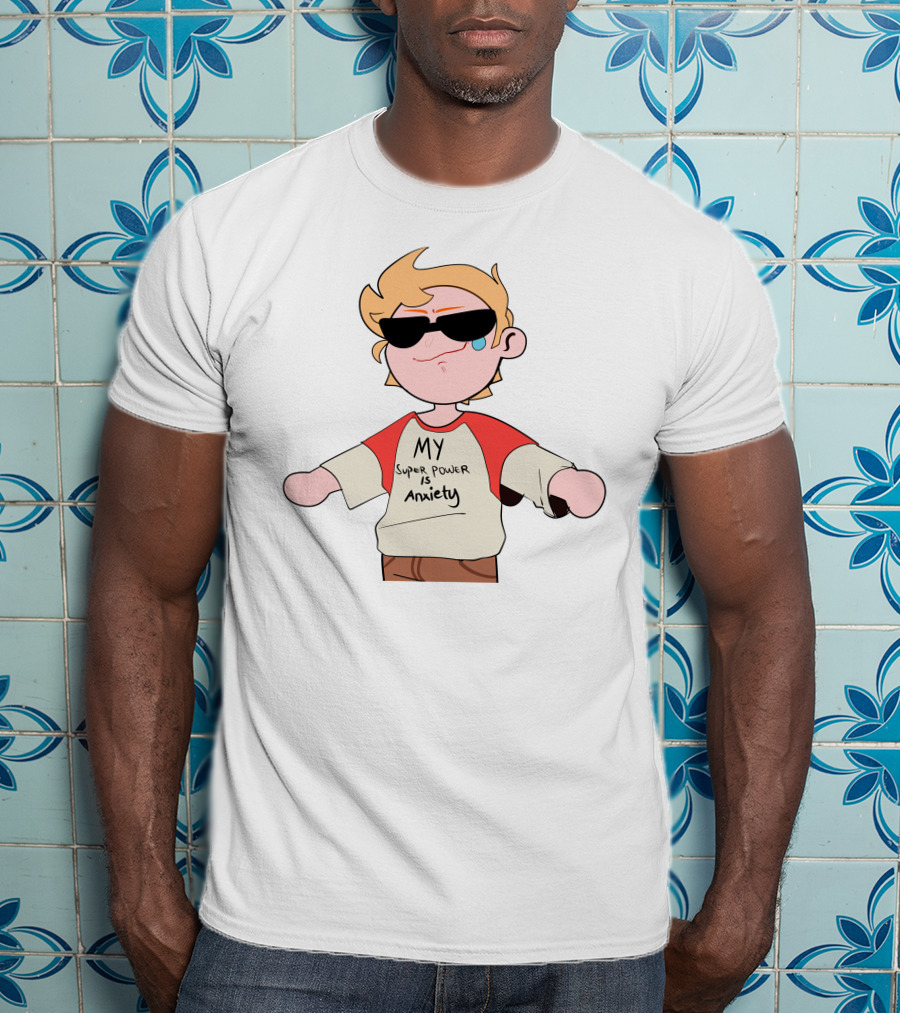 MY Super Power Is Anxiety Character With Sunglasses And Red Sleeves T-Shirt