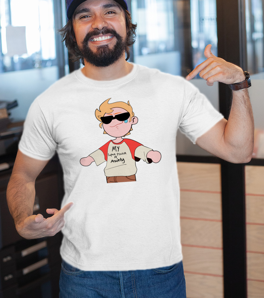 MY Super Power Is Anxiety Character With Sunglasses And Red Sleeves T-Shirt