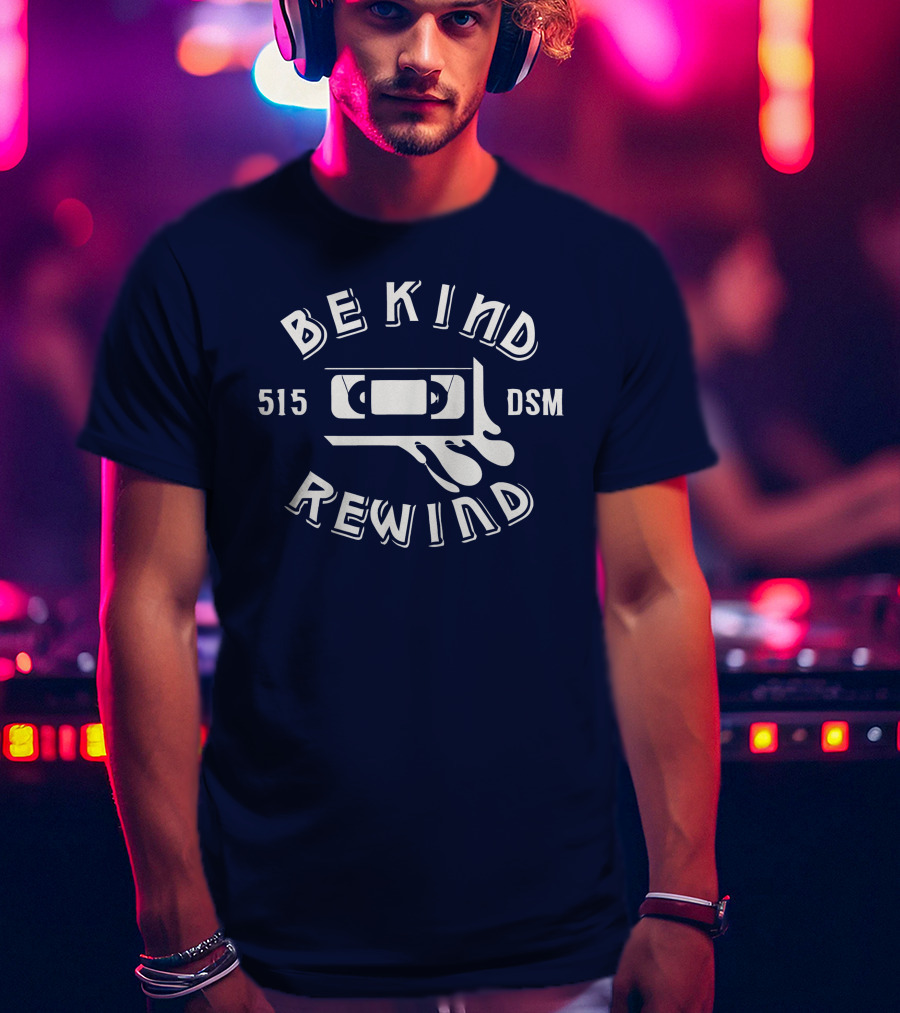 Be Kind Rewind 515 DSM VHS Tape Des Moines T-Shirt