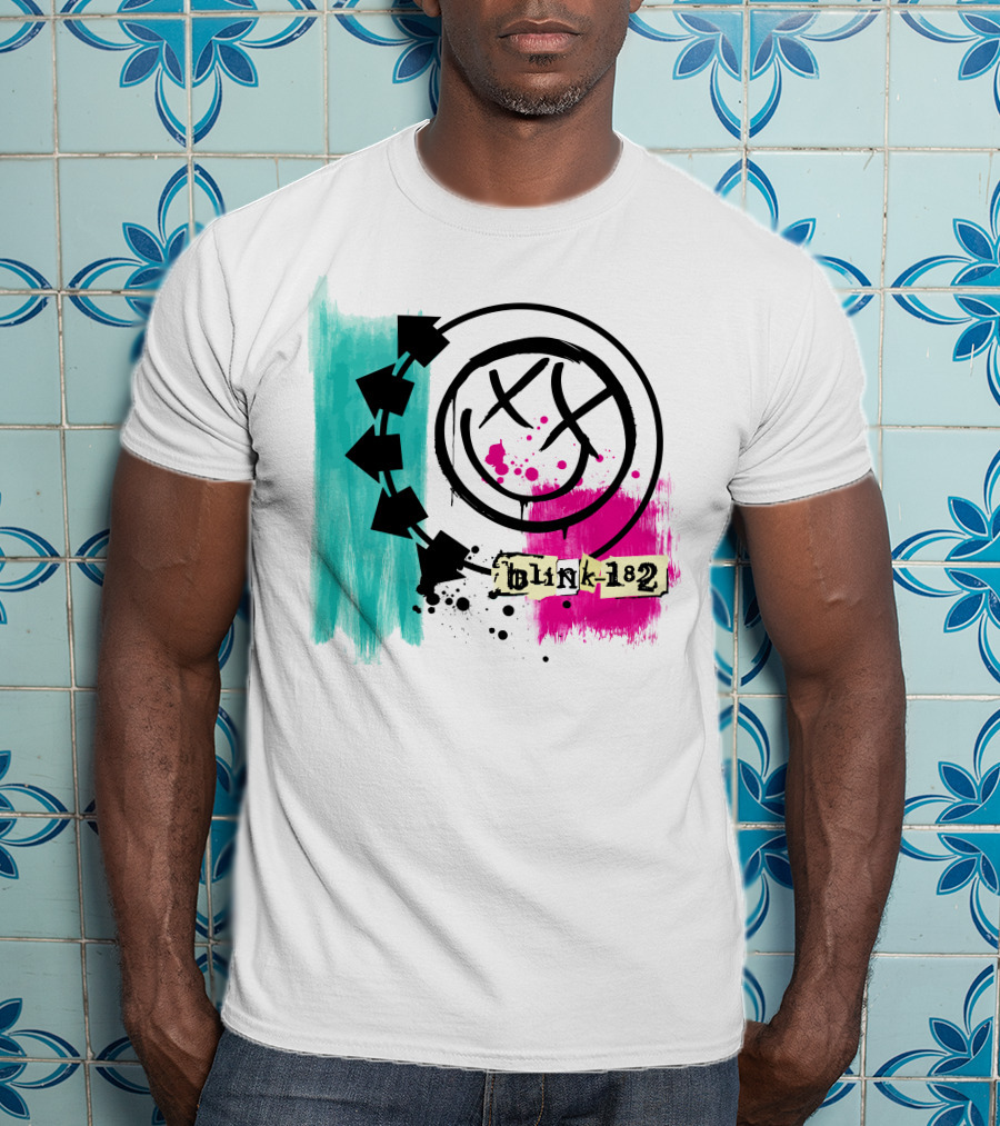 Jack And Sally Blink 182 I Miss You Smile Logo Paint Splatter T-Shirt