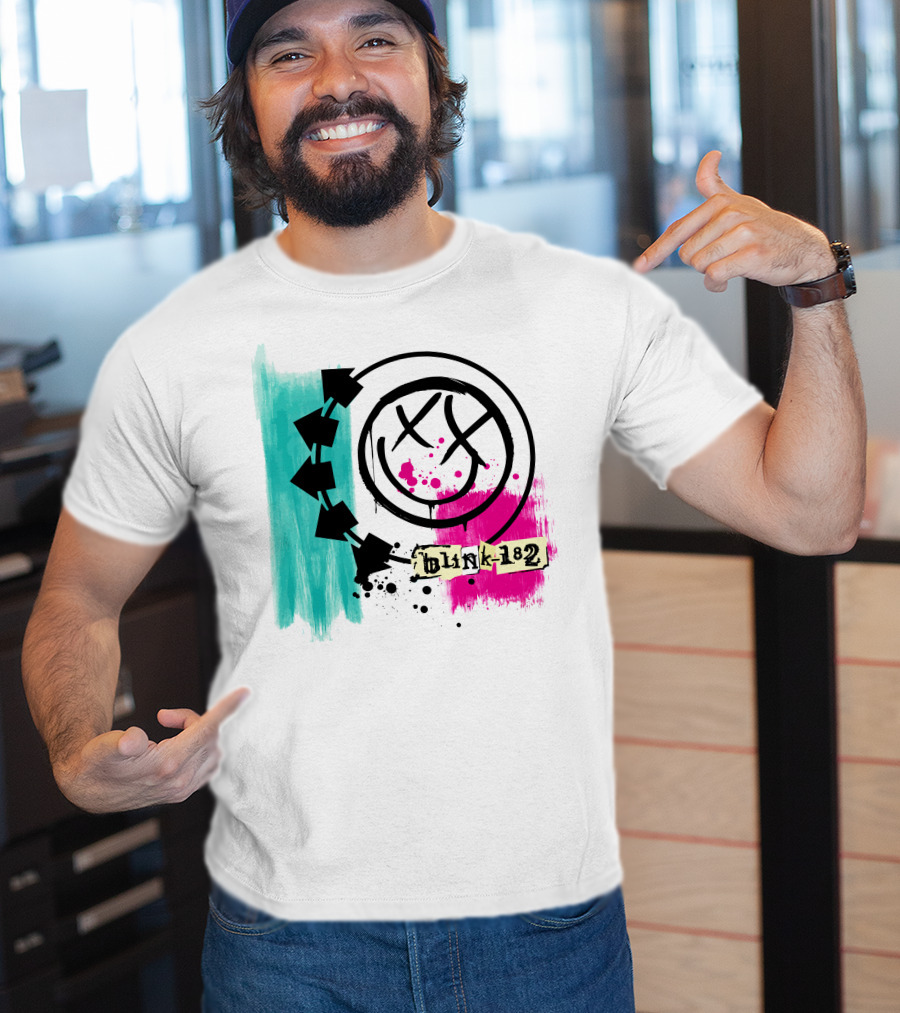 Jack And Sally Blink 182 I Miss You Smile Logo Paint Splatter T-Shirt