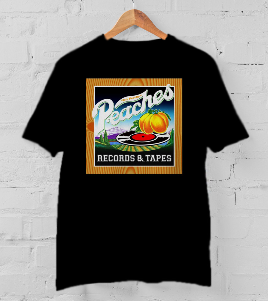 It's Peachy Peaches Records And Tapes Retro Vinyl T-Shirt