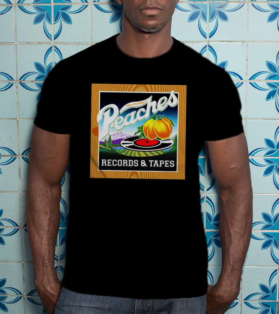 It's Peachy Peaches Records And Tapes Retro Vinyl T-Shirt