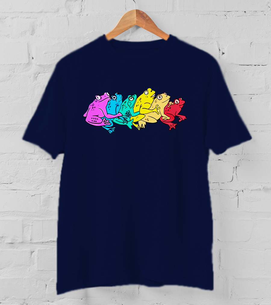 Rainbow Gay Frog Pride Colors Vibrant Frogs T-Shirt