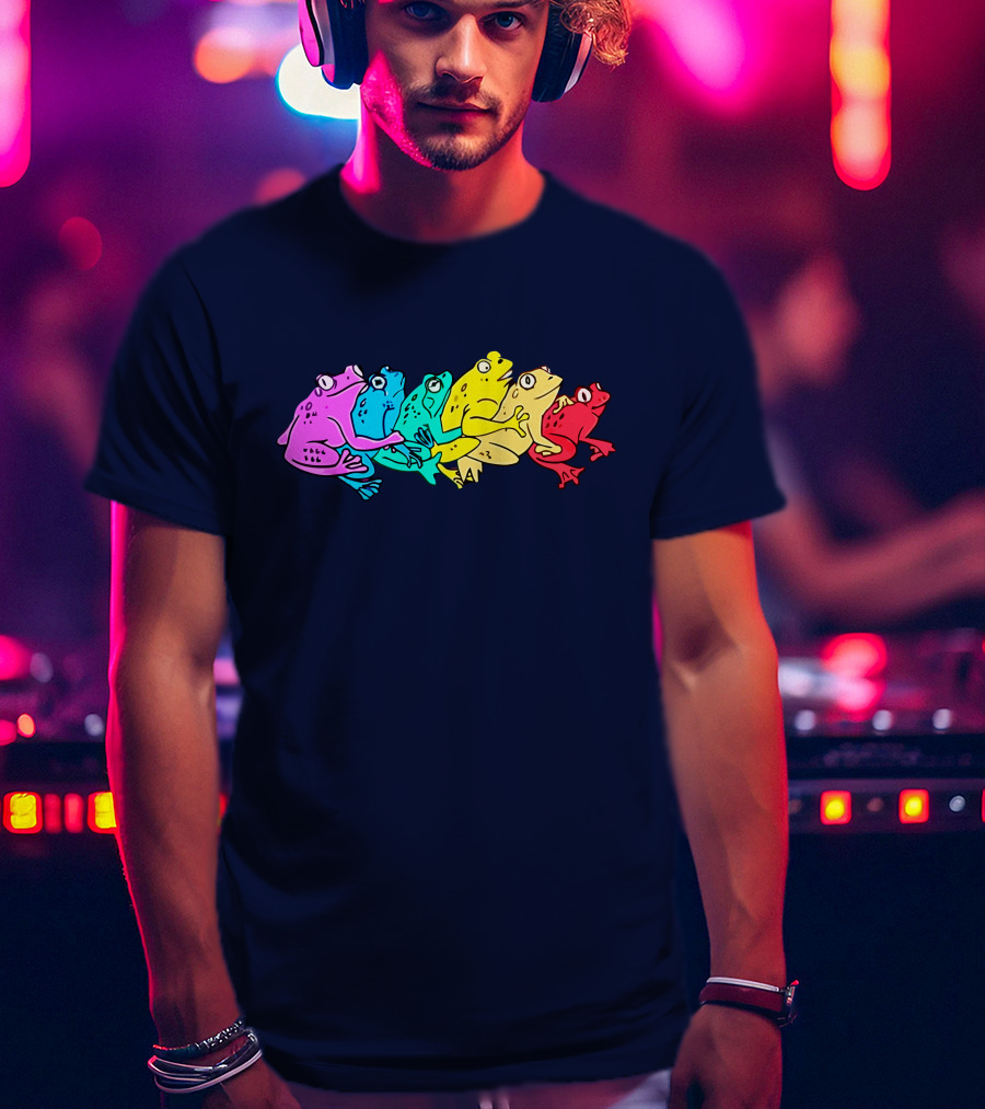 Rainbow Gay Frog Pride Colors Vibrant Frogs T-Shirt