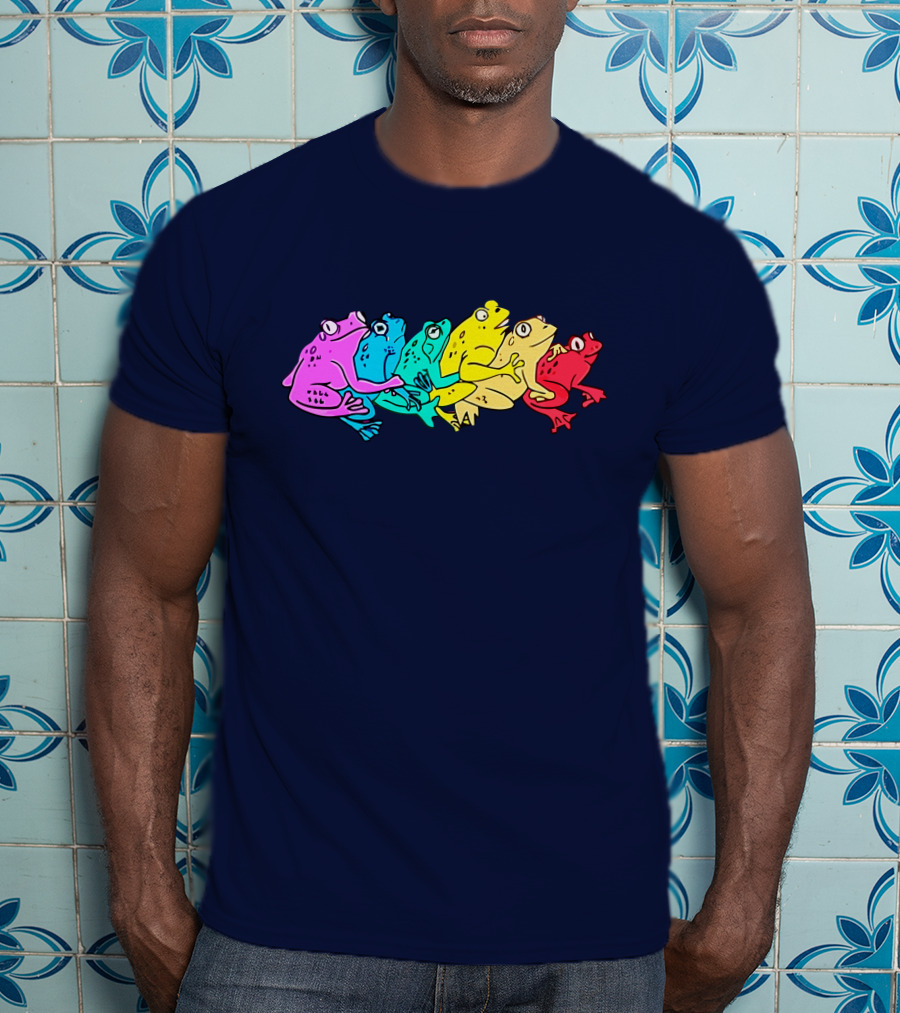 Rainbow Gay Frog Pride Colors Vibrant Frogs T-Shirt