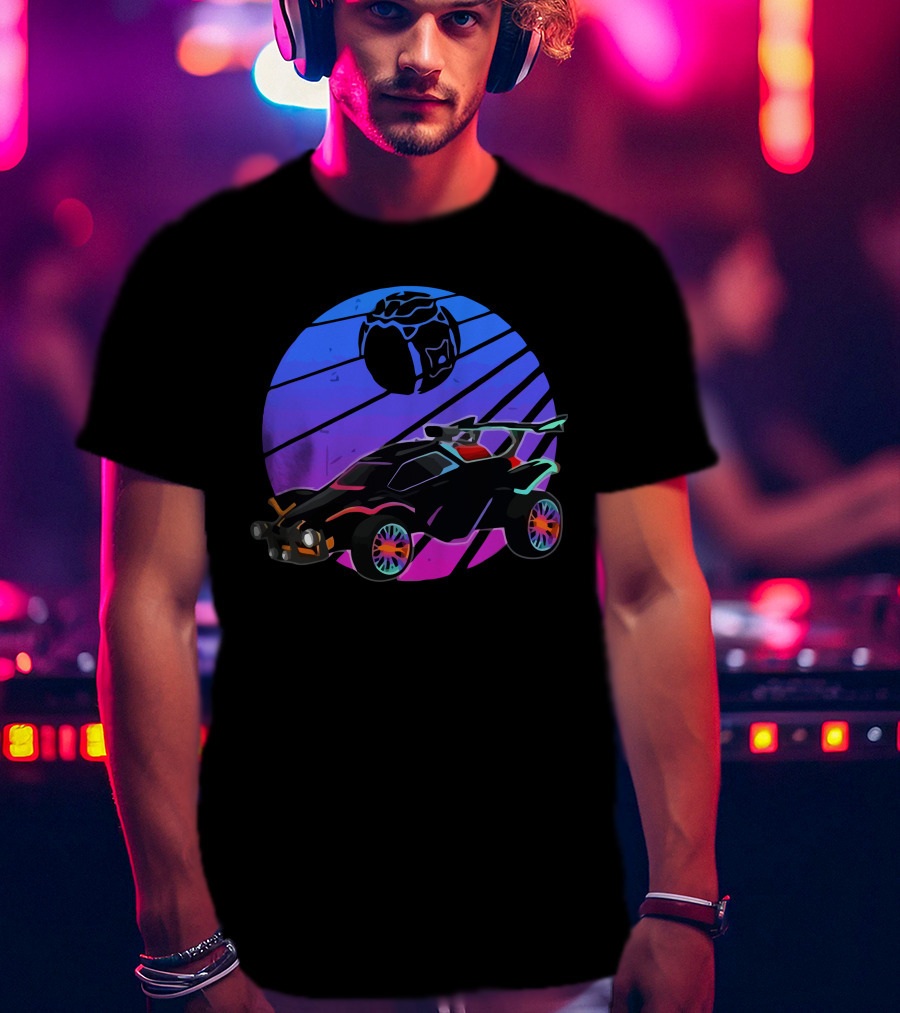 Rocket Soccer Car League Vibrant Distressed Gamer T-Shirt