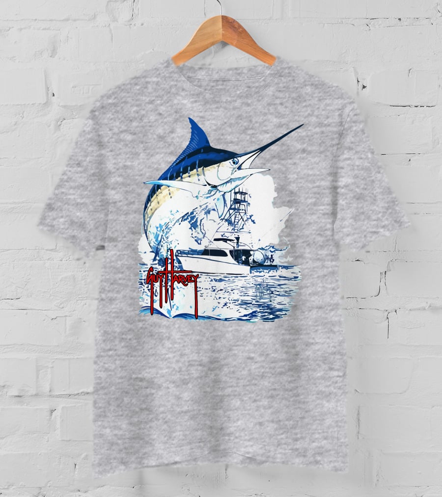 Guy Harvey Marlin Fishing Boat Ocean Adventure T-Shirt