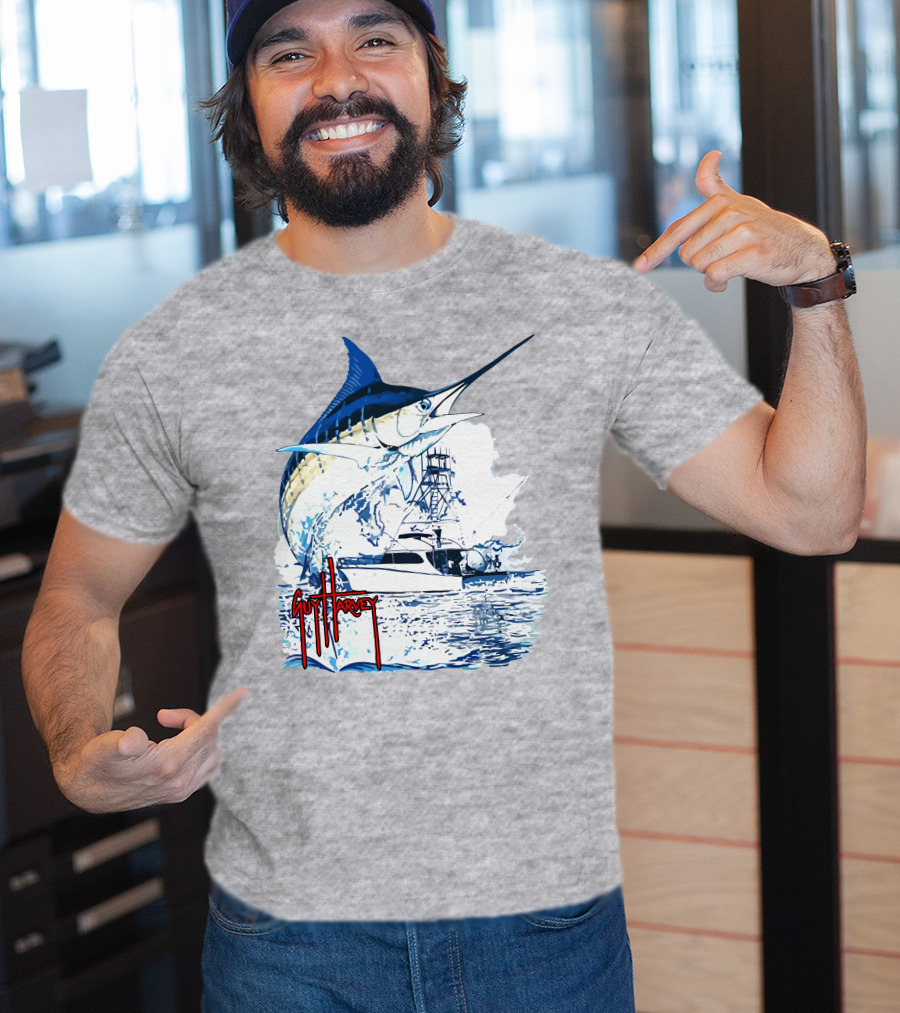 Guy Harvey Marlin Fishing Boat Ocean Adventure T-Shirt