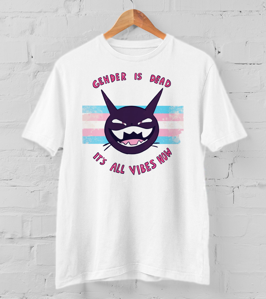Gender Is Dead It's All Vibes Now Trans Flag Ghost Face T-Shirt