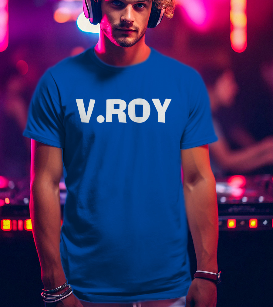 V Roy Classic Blue Typography T-Shirt