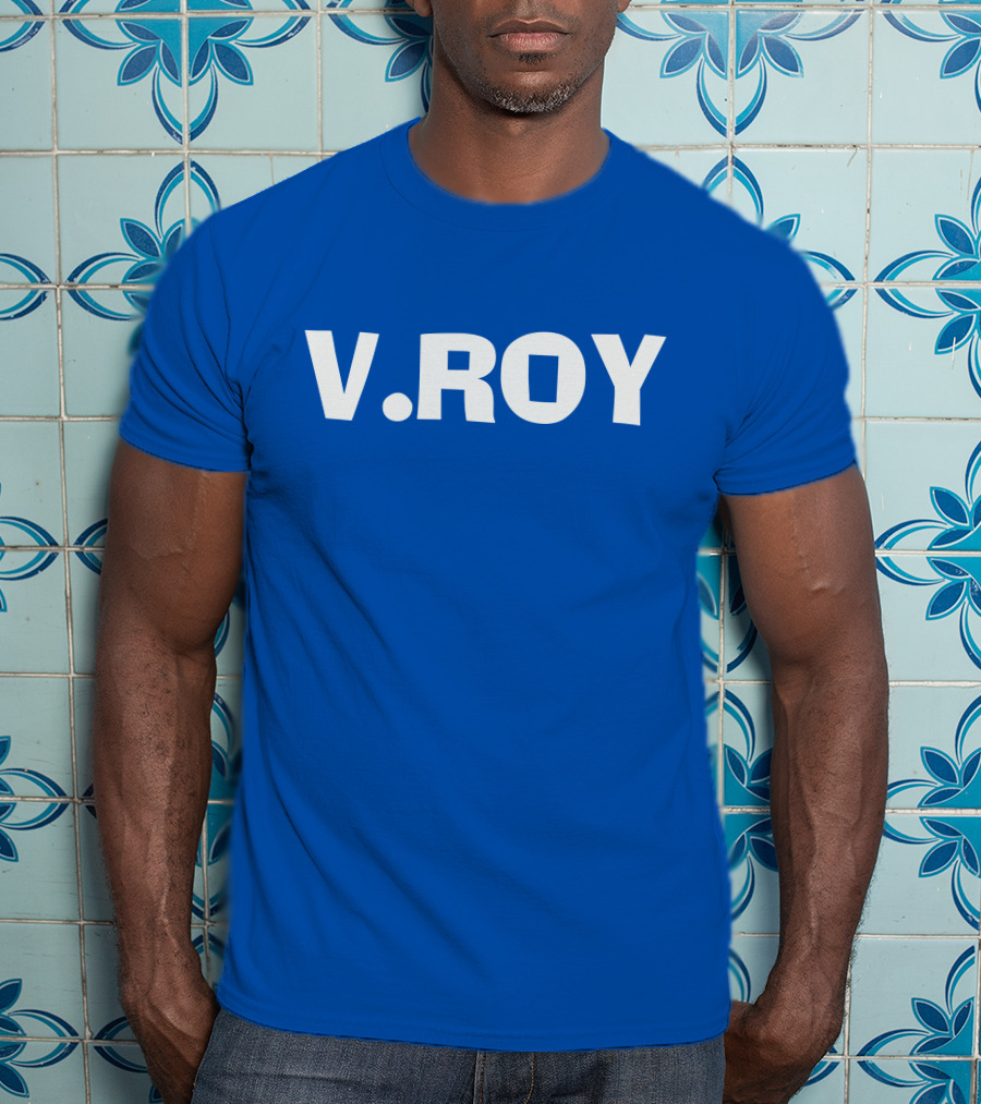 V Roy Classic Blue Typography T-Shirt