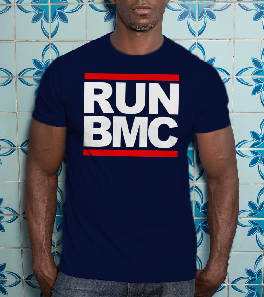 RUN BMC Bold White Text With Red Bars T-Shirt