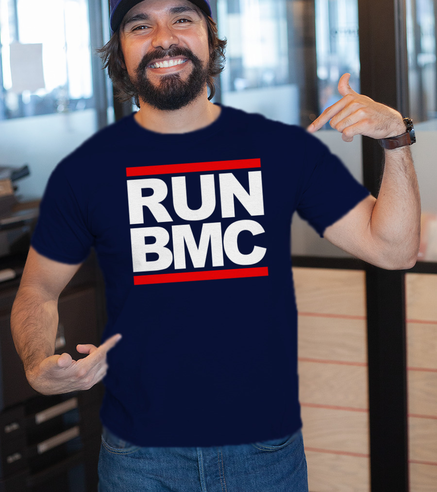 RUN BMC Bold White Text With Red Bars T-Shirt