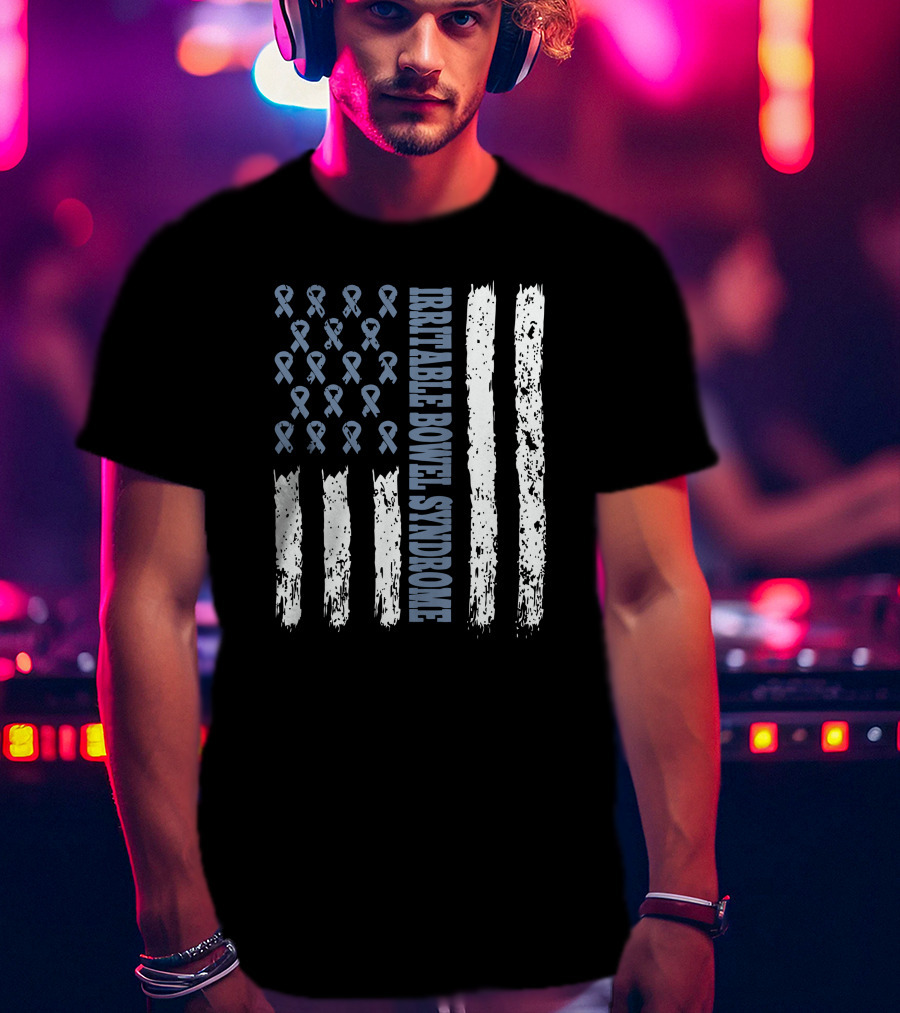 Irritable Bowel Syndrome Awareness Flag With Ribbons T-Shirt