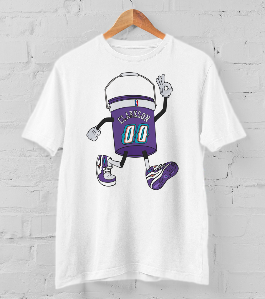 Clarkson 00 NBA Themed Cartoon Bucket Character With Sneakers T-Shirt