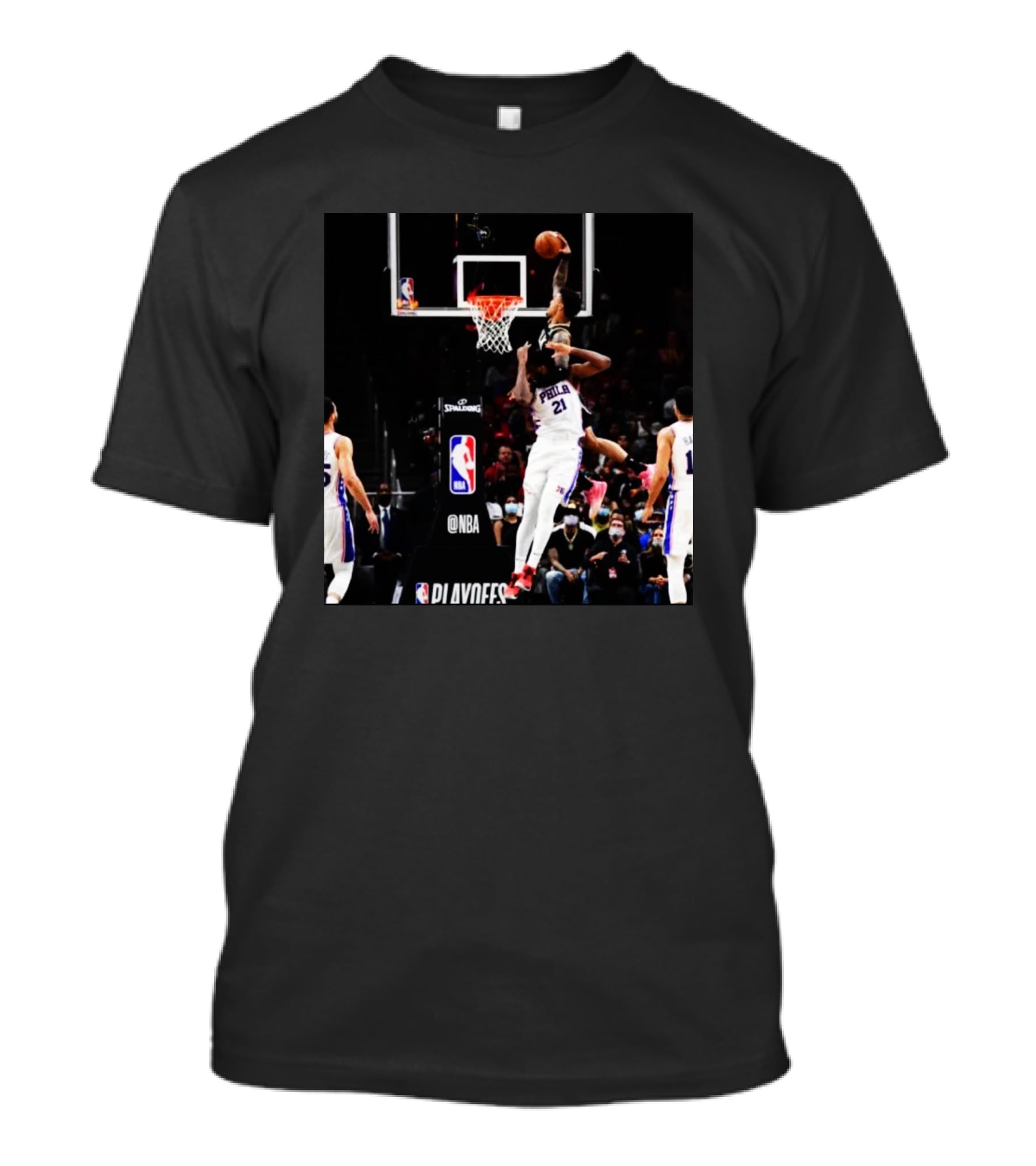 NBA Playoffs Action Featuring Joel Embiid Dunk With Philadelphia 76ers T-Shirt