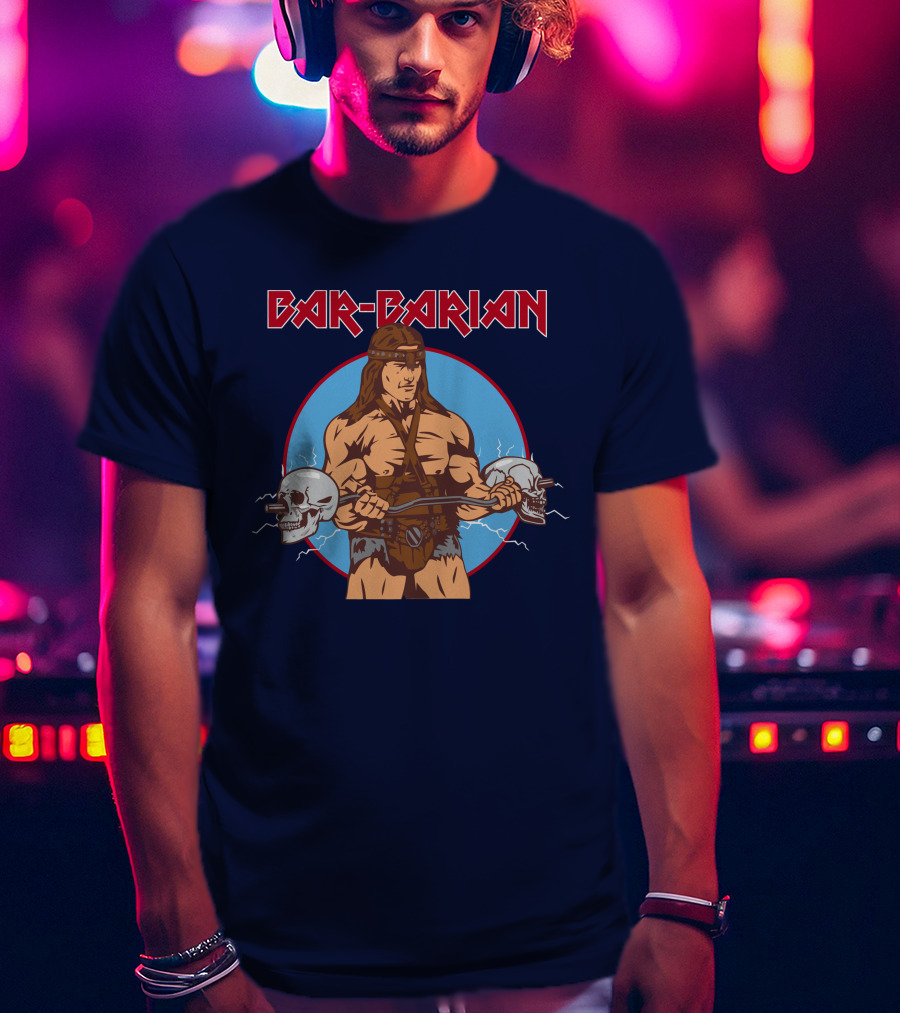 Bar-Barian Arnold Schwarzenegger Skulls And Muscles Iconic T-Shirt