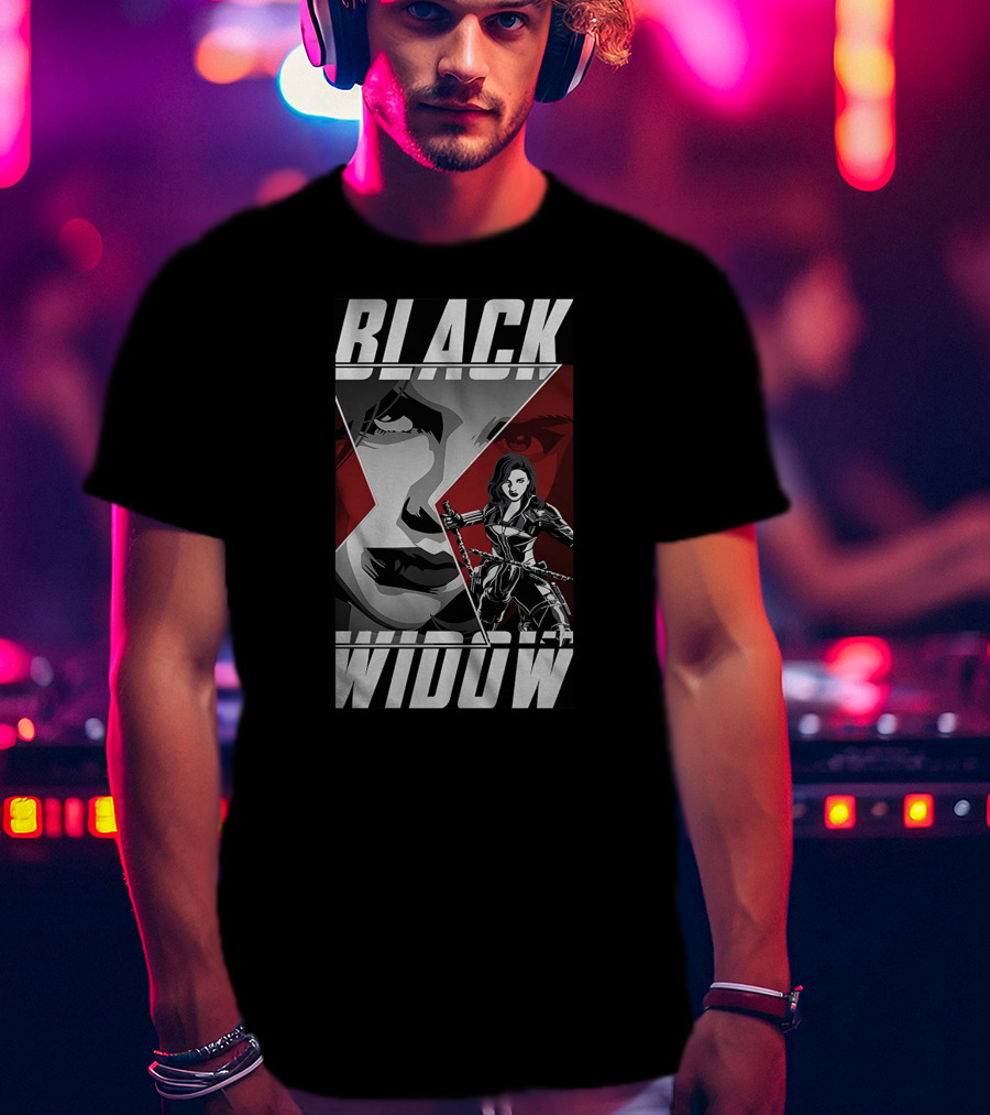 Black Widow Avengers Iconic Red And Silver Artistic T-Shirt