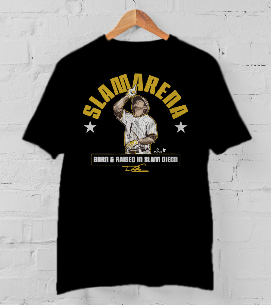 SLAMARENA Born And Raised In Slam Diego Baseball Stars T-Shirt