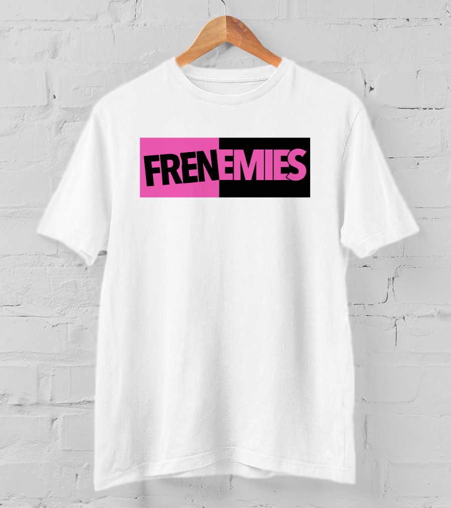 Frenemies Bold Pink Black Split Merch Shop T-Shirt