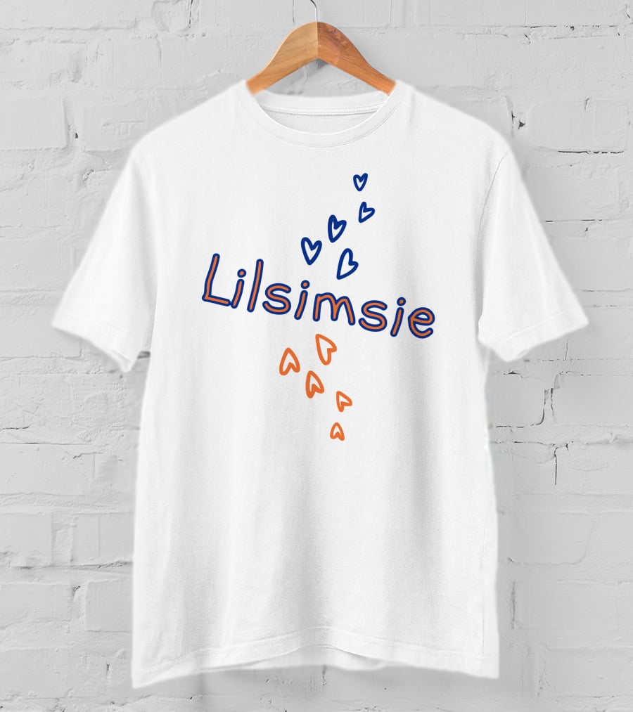 Lilsimsie Heart Pattern In Blue And Orange T-Shirt