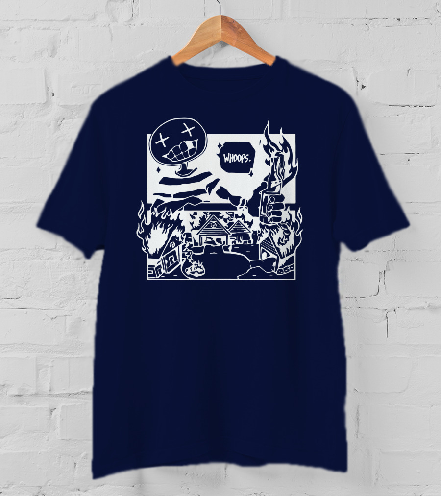Offcanny Merch Shop Whoops Burning Houses Scene T-Shirt