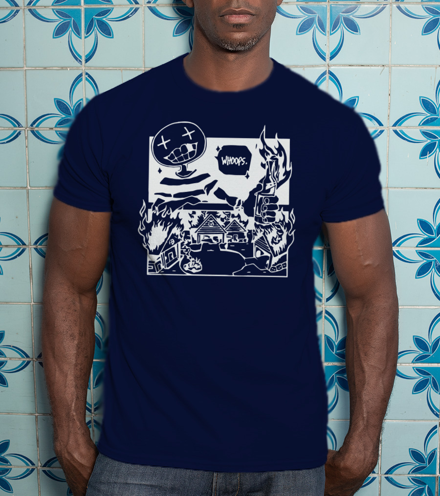 Offcanny Merch Shop Whoops Burning Houses Scene T-Shirt