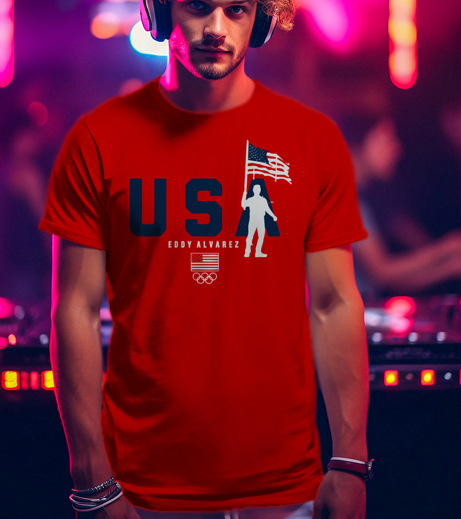 USA Eddy Alvarez Olympic Flag Bearer T-Shirt