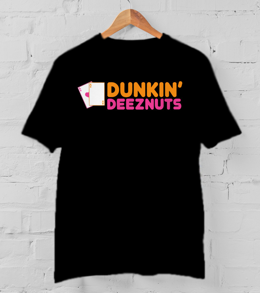 Dunkin Deez Nuts Pocket Aces Playing Cards Humor T-Shirt