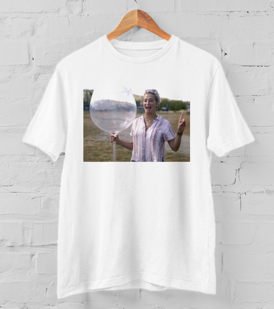 Dorinda Medleys Metallic Striped Oversized Wine Glass Moment T-Shirt