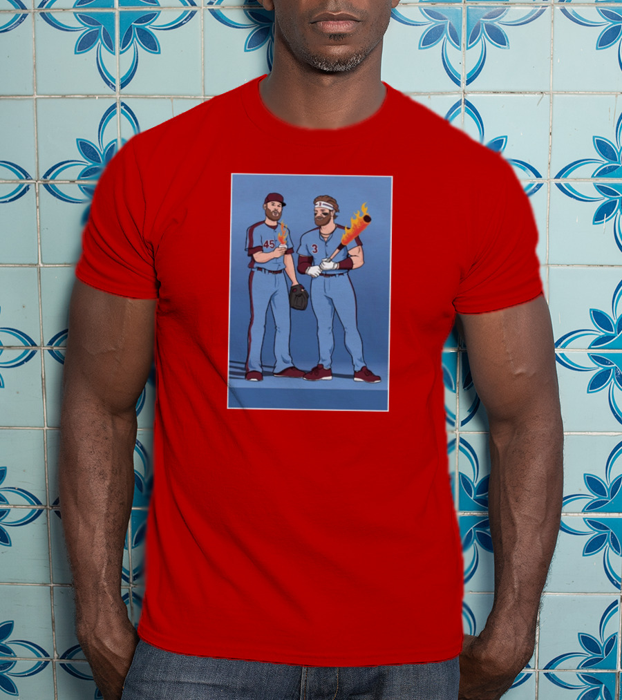 Bryce And Zack Flaming Baseball Bat T-Shirt