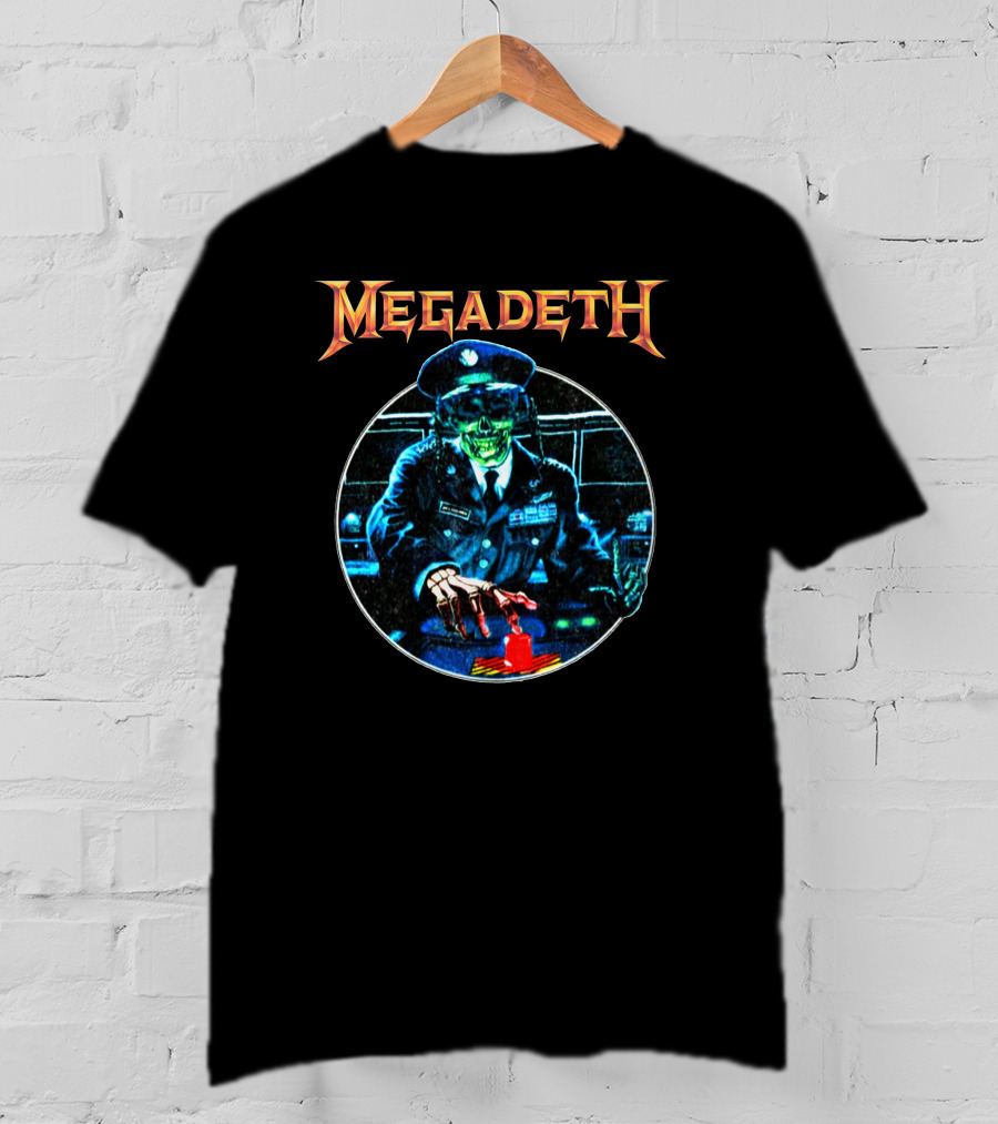 Megadeth Vic Rattlehead Pushes Button Retro T-Shirt